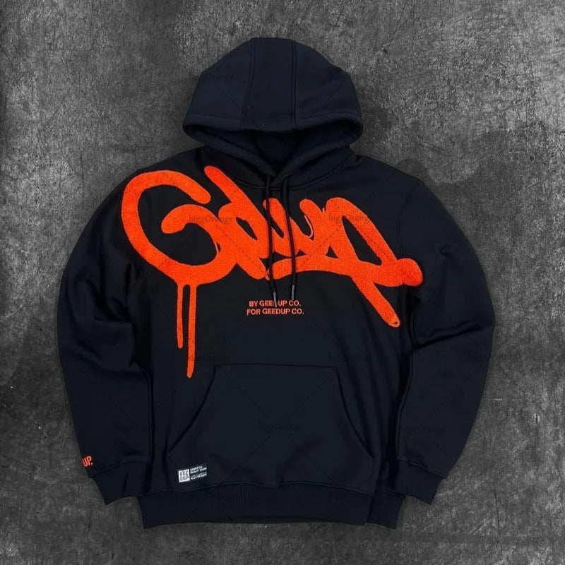 High Street Hip Hop Casual Loose Hoodie with Letter Embroidery for Men and Women  Fashion Brand
