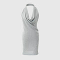 Metallic thread knitted halter dress