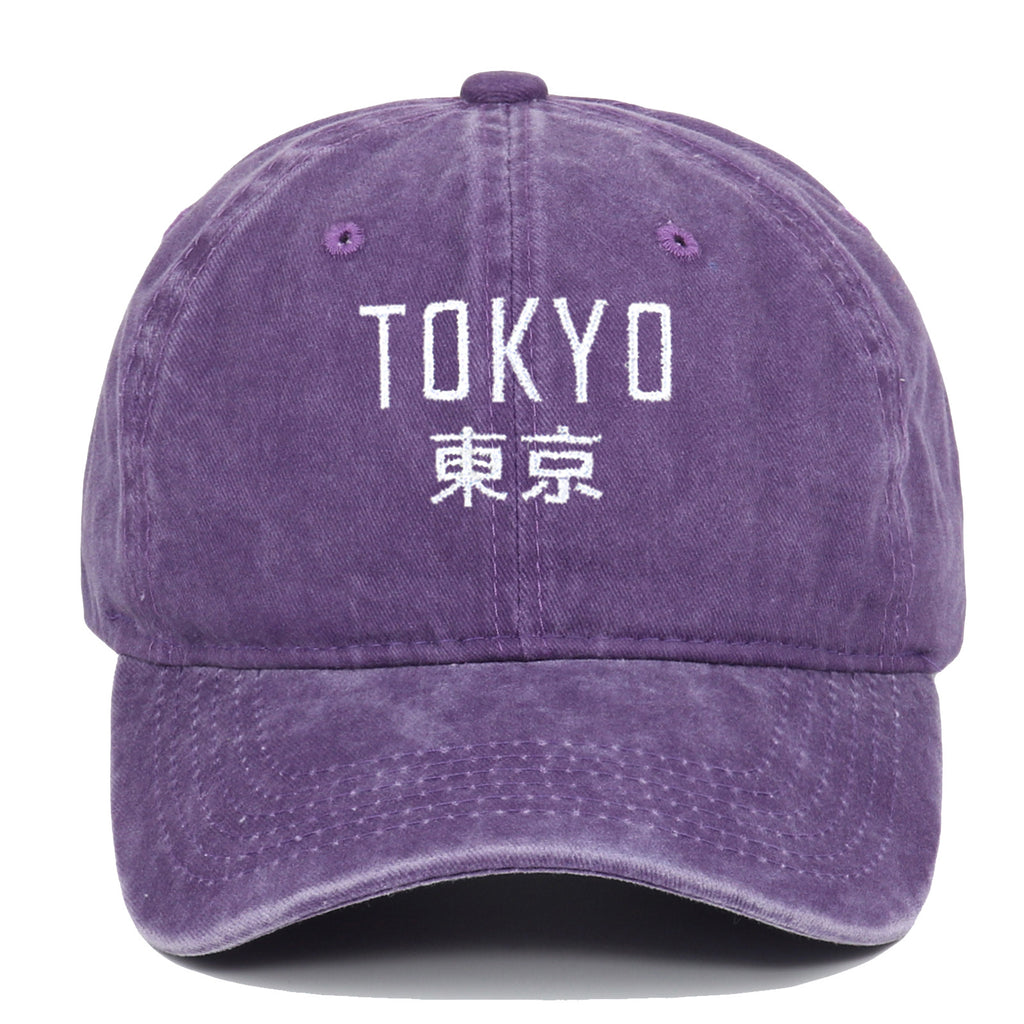 Washed Minimalist Tokyo Letter Baseball Cap Outdoor Sun Protection, Unisex Couple Hat