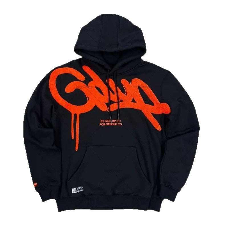 High Street Hip Hop Casual Loose Hoodie with Letter Embroidery for Men and Women  Fashion Brand