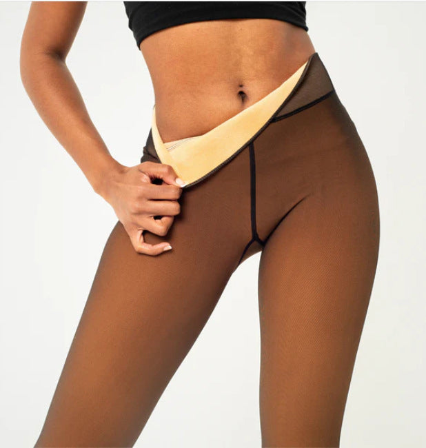 One line genuine skin penetrating leggings with plush insulation for women