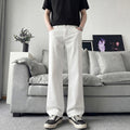 Slant Cut Flared Jeans Men Street Style Clean Fit Straight Leg Slim Flared Pants Vibe Trendy