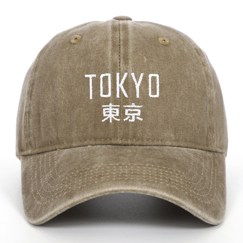 Washed Minimalist Tokyo Letter Baseball Cap Outdoor Sun Protection, Unisex Couple Hat