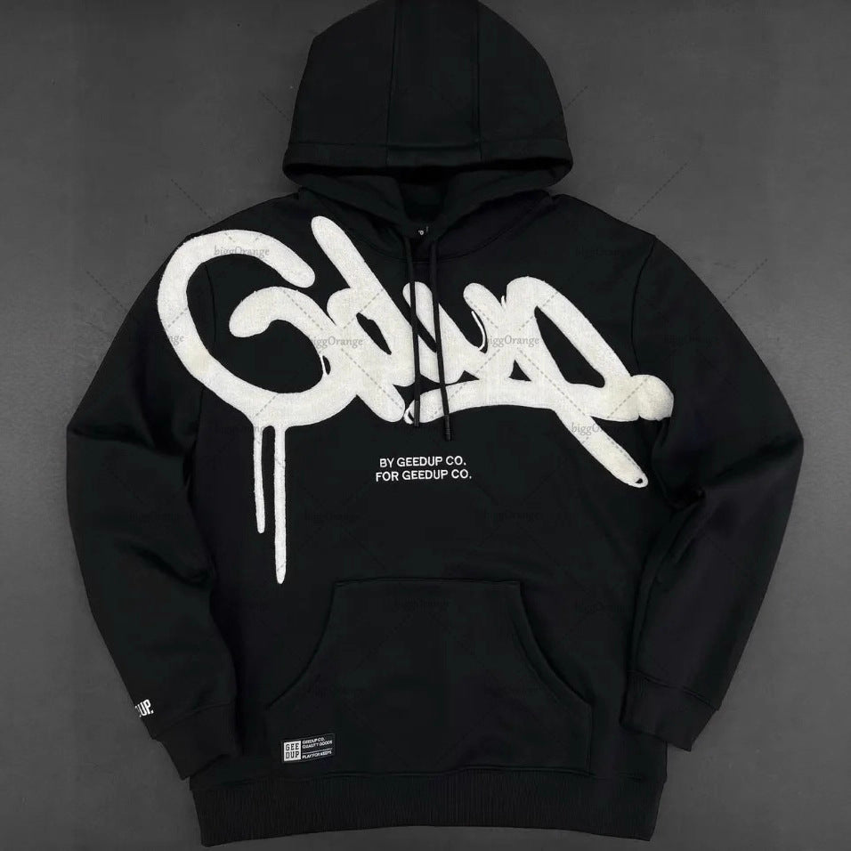 High Street Hip Hop Casual Loose Hoodie with Letter Embroidery for Men and Women  Fashion Brand