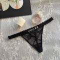Cotton G-String with Metallic Rhinestone Letters, Sexy Lace Panties for Women